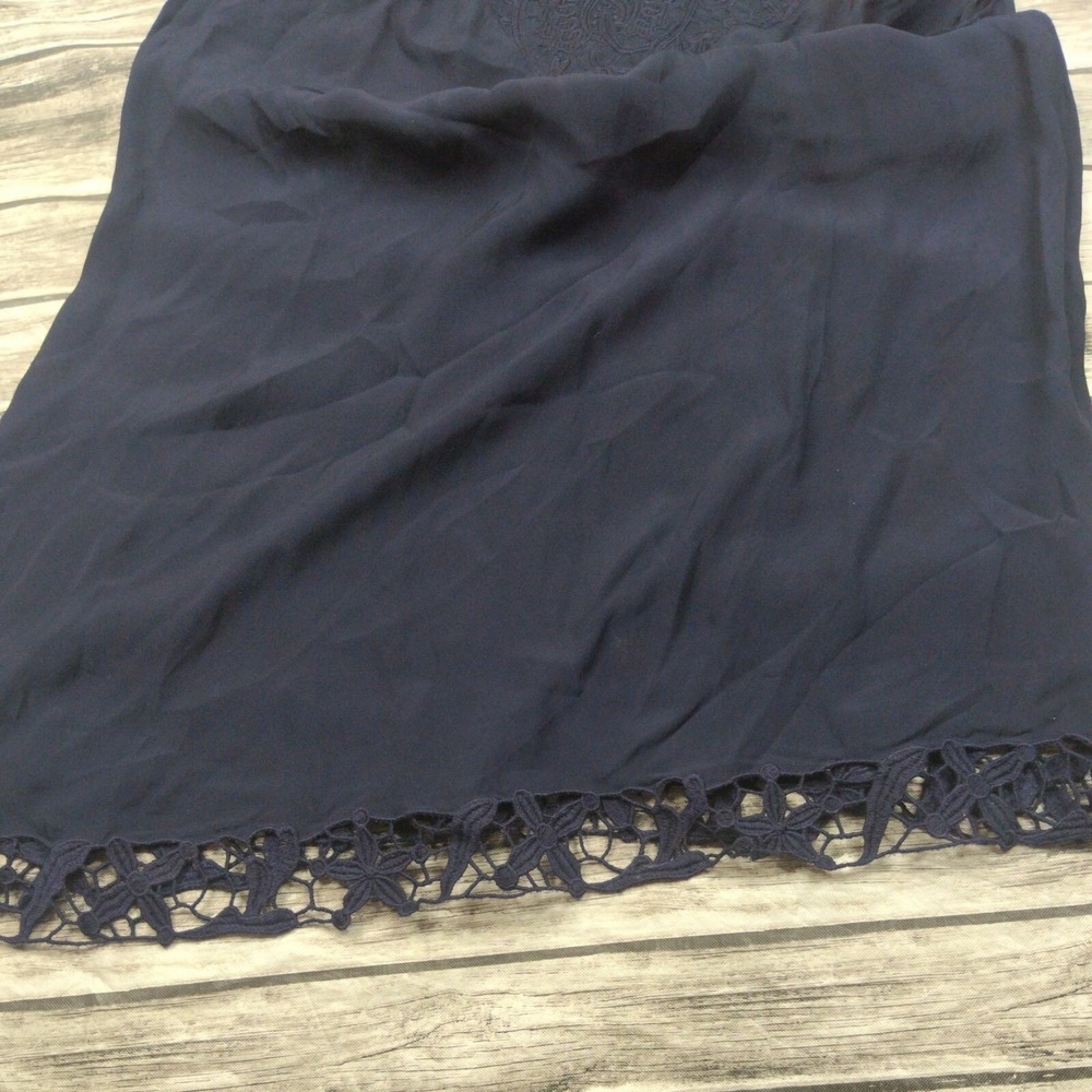 Hugo Boss Orange Navy Blue Crochet Lace Trim Sleeveless Top NWT - Picture 4 of 9